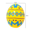 Yellow foil balloon shaped like an egg with blue and purple geometric patterns