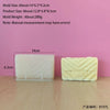 A rectangular silicone mold for making candles or crafts, shown next to its dimensions.