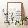 Clear acrylic butterfly shaped sign with a Bible verse and scripture reference