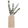Modern farmhouse wall planter featuring a vertical arrangement of silvery-green foliage in a light wood frame.