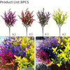 A collection of artificial lavender stems in various colors including purple, red, and yellow for outdoor decoration.