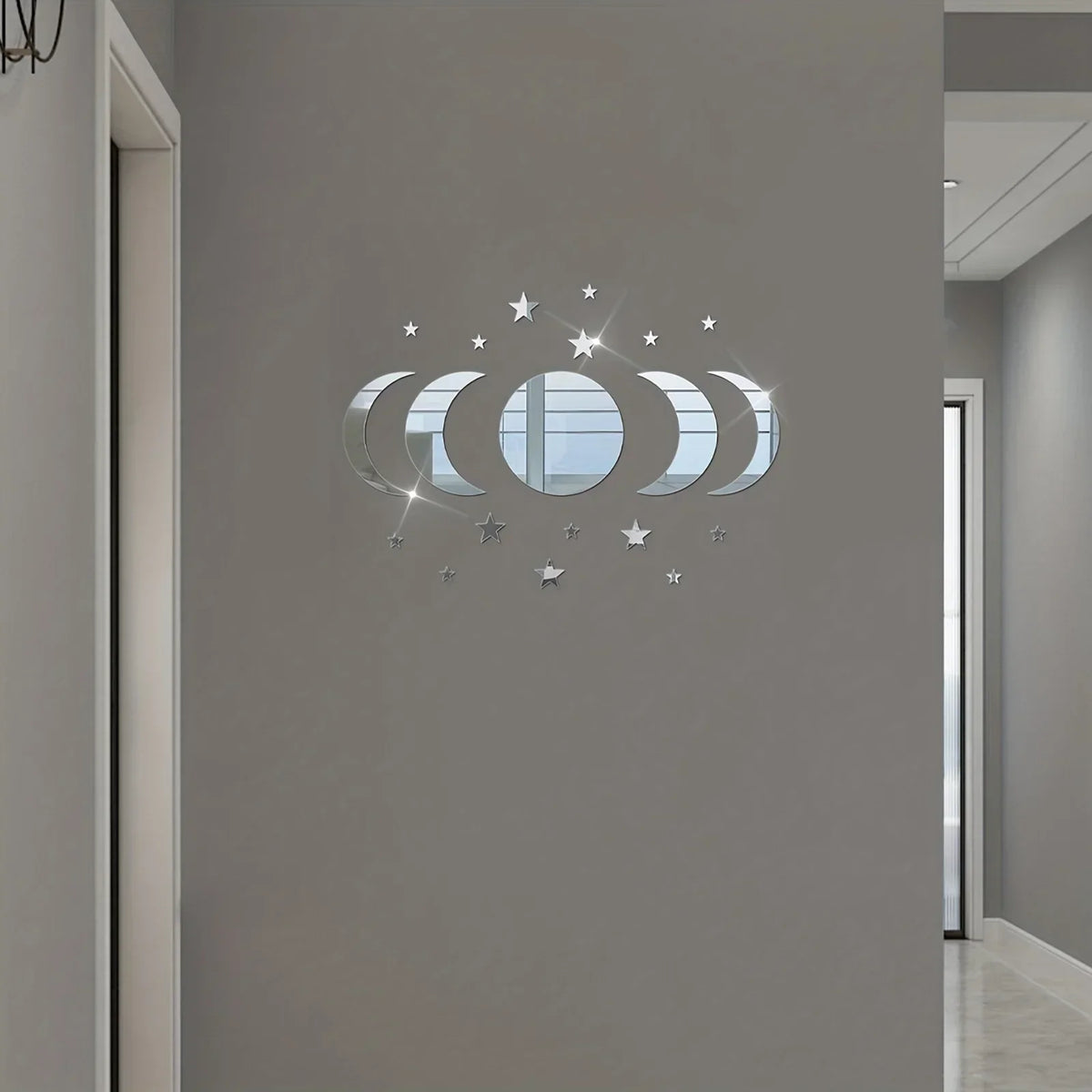 20-Piece Acrylic Moon & Star Wall Decals with 3D Mirror Finish