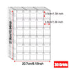 A grid of 30 slots for a coin collection album with PVC transparent pages.