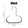A black manganese steel round hook used for hats, ties, scarves, and bags.