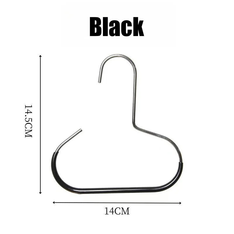 A black manganese steel round hook used for hats, ties, scarves, and bags.