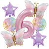 Pink Butterfly & Number Balloon Combo Set