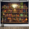 Enchanted Library Staircase Tapestry Wall Hanging