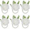 Elegant wrist corsage bracelet featuring white silk roses for weddings
