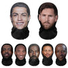A collection of 3D printed celebrity cosplay masks featuring various male celebrities.