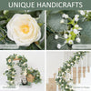 Artificial eucalyptus and rose garland with greenery featuring white roses and silvery-green leaves