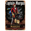 Vintage beer metal tin sign featuring a portrait of Captain Morgan and the text Thank you for everything Marcus