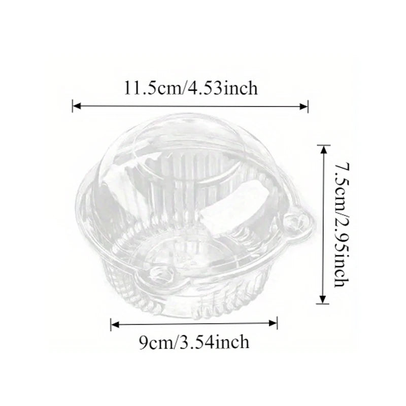 A clear plastic cat head shaped cake box with a lid, shown with dimensions of 11.5cm wide and 7.5cm high.