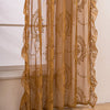 Vintage Golden Floral Lace Sheer Curtains with Ruffled Edge