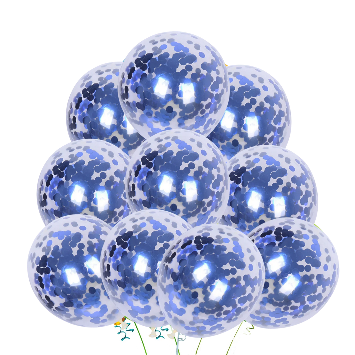 A set of blue and purple balloons with gold accents for a Green Miner theme party decoration.