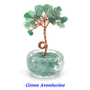 Green Aventurine crystal bonsai featuring a tree of green stones growing from a clear glass base