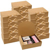 A stack of kraft paper gift boxes tied with ribbon bows.