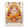 Golden Ganesha canvas art print featuring Lord Ganesha with Shiva and Parvati