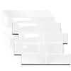 A collection of white rectangular peel and stick vinyl wall tile decor pieces.