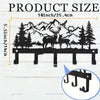 Black wooden silhouette of a mountain landscape with deer and trees, used as a product size reference for an industrial iron 