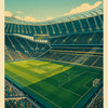 A vintage poster design featuring a football stadium with the word LONDON above and TOTTENHAM HOTSPUR below.