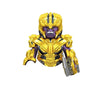 A collectible building block set depicting a menacing, golden-yellow horror movie icon with purple accents.