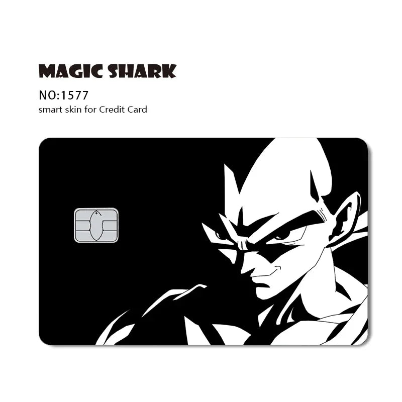 A black card skin featuring a stylized Dragon Ball Super Saiyan character design.