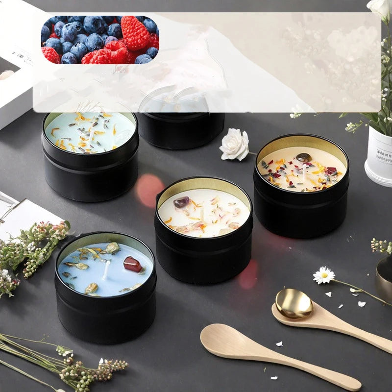 Soy Wax Aromatherapy Candle in Metallic Tin with Dried Flowers