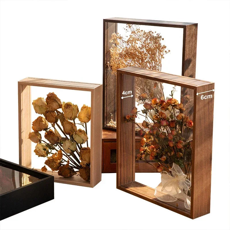 Deep Shadow Box Frame for 3D Displays - Wooden Tabletop Keepsake Case