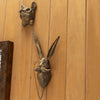 A brass deer head storage hook wall decor featuring a detailed, realistic deer face mounted on a chain.