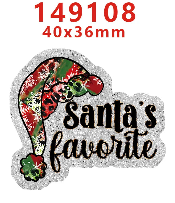 Silver glitter Christmas acrylic charm shaped like a reindeer antler for DIY hair bows.