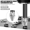 Close-up view of an anti-slip magnetic cross screwdriver head made of K5 alloy being used on a tool.