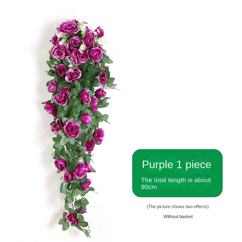 Silk Rose Hanging Vine - Faux Flower Garland for Home Décor