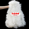 A fluffy white tinsel ribbon garland for holiday decor