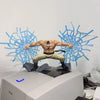 A whitebeard figurine is displayed in a summit war scene with blue, spiky ice-like structures on a desk.