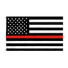 A black and white flag design featuring the stars and stripes pattern with a red horizontal bar.