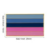 A rectangular lapel pin featuring five horizontal stripes of blue, purple, and pink colors.