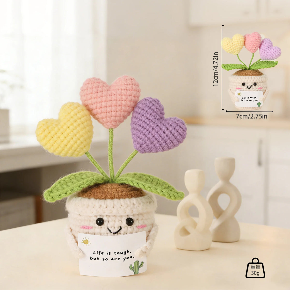 Handmade Crochet Tulip & Sunflower Potted Plant Set