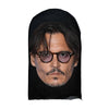 A portrait of a man with dark hair and glasses wearing a black cloth mask.