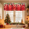 Festive Christmas curtain valance with a rod pocket featuring red and green sparkling lights.