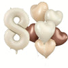 Milky White Heart-Shaped Foil Number Balloons (Set of 7)