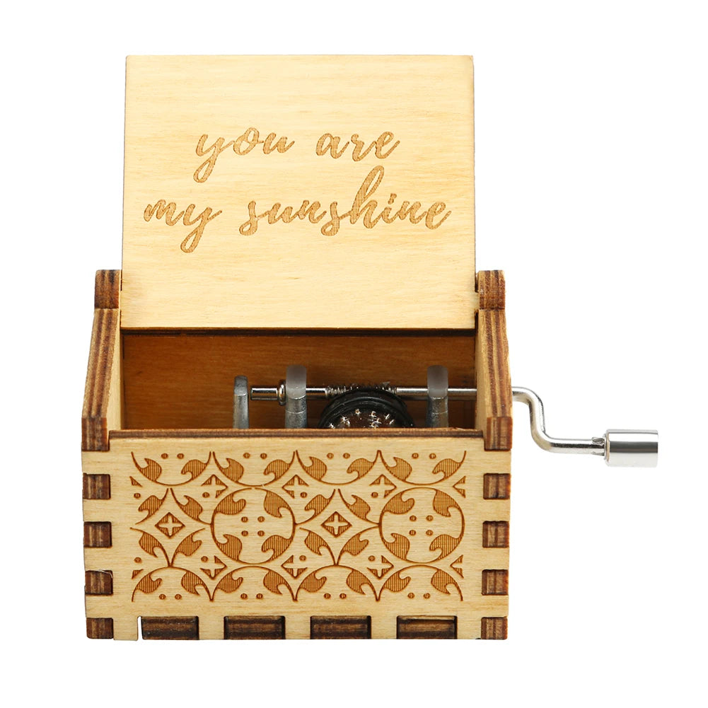 Retro Hand-Cranked Wooden Music Box