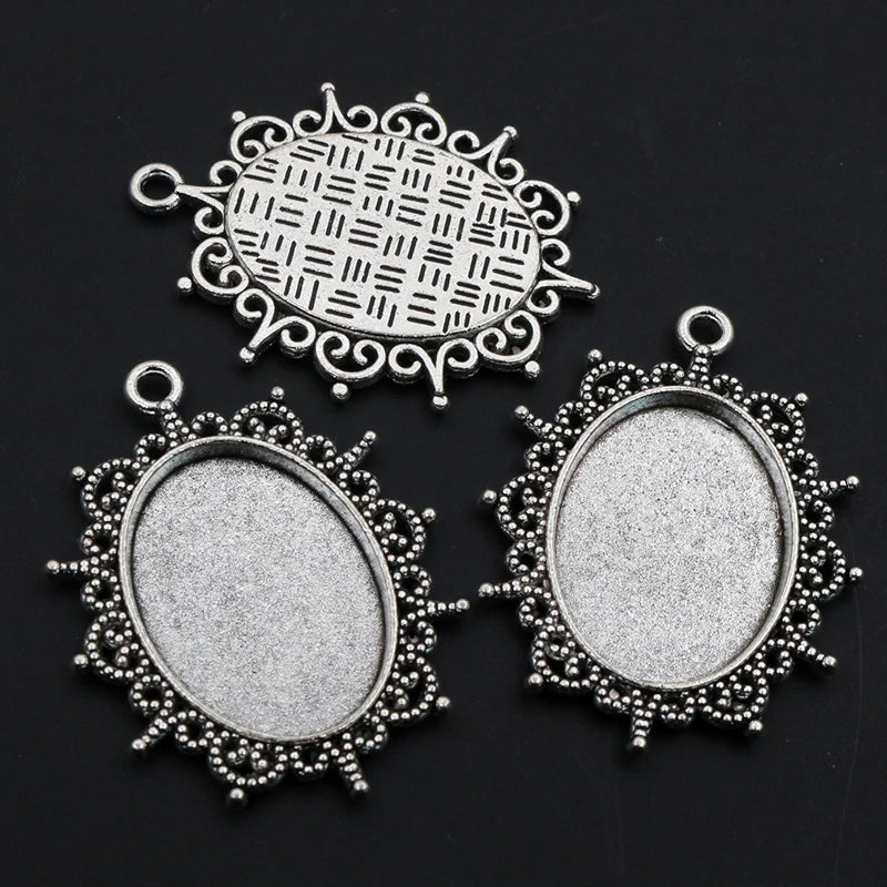 Vintage Style Cameo Pendant Bases with Ornate Gold or Silver Finish