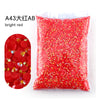 Bag of bright red A43 resin rhinestones for crafting