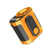 Ventilateur portable orange à taille avec grille et panneau de commande noir