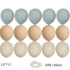 A set of 30 latex balloons in various shades of blue and beige with a 10M ribbon.
