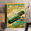 Impression de décoration murale vibrante représentant une voiture de sport JDM vintage verte, intitulée Drift Tengoku.