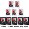 Ten black and ten white magnetic photo frames displayed in a grid format.