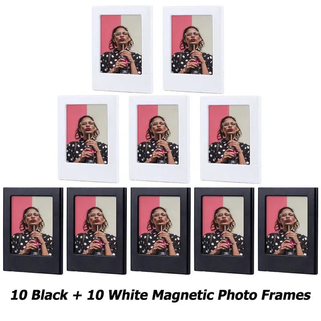 Ten black and ten white magnetic photo frames displayed in a grid format.