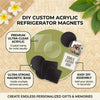 DIY custom acrylic refrigerator magnets featuring clear and black photo holders for personalized gifts