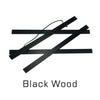 A black wooden magnetic poster hanger with a teak finish.
